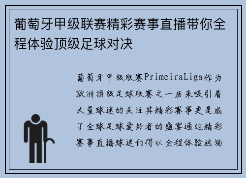葡萄牙甲级联赛精彩赛事直播带你全程体验顶级足球对决
